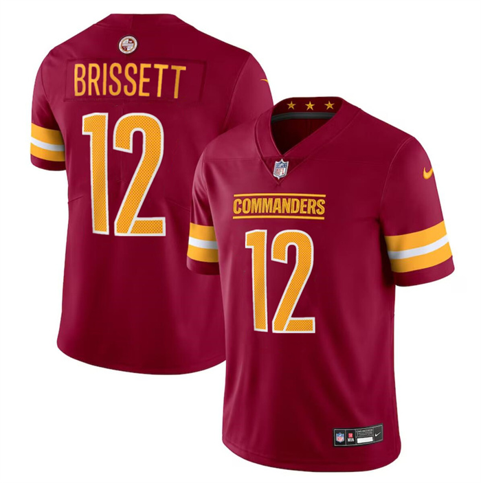 Men's Washington Commanders #12 Jacoby Brissett Burgundy 2023 F.U.S.E. Vapor Limited Football Stitched Jersey